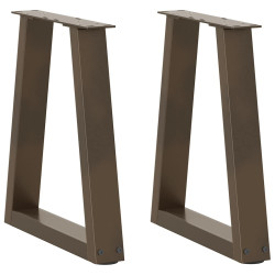 Pés para mesa de centro em formato de v, 2 peças, aço natural, 38 x (42-43,3) cm, aço