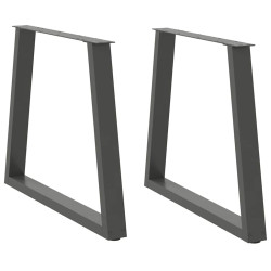 Pés para mesa de jantar em v, 2 peças, antracite, 70x(72-73,3) cm, aço
