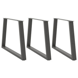 Pés para mesa de jantar em v, 3 peças, antracite, 100x(72-73,3) cm, aço