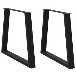 Pernas para mesa de jantar em v, 2 peças, pretas, 80x(72-73,3) cm, aço