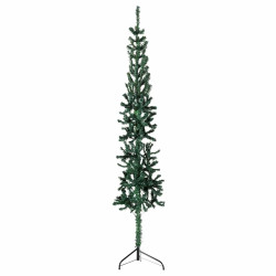 Meia árvore de natal fina com suporte 120 cm verde