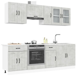 8 Peças armário de cozinha conjunto lucca cinzento cimento