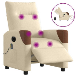Poltrona de massagens reclinável elétrica tecido creme