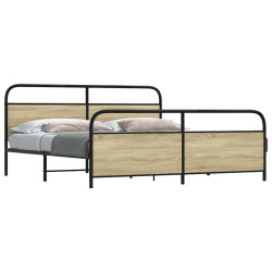 Estrutura de cama sem colchão 200x200cm metal carvalho sonoma