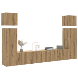 Conjunto de armário TV parede 8 pcs madeira carvalho artisiano