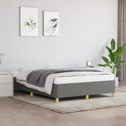 Estrutura de cama sem colchão 140x200 cm tecido cinzento-escuro