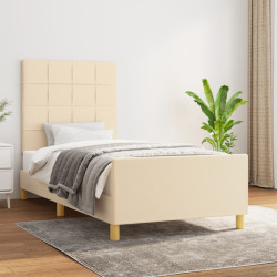 Estrutura de cama sem colchão 90x190 cm tecido creme