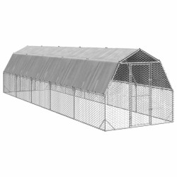 Corrida de galinhas com telhado 2,5x10x2,25 m aço galvanizado