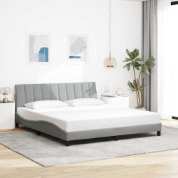 Estrutura de cama sem colchão hanko 180x200 cm tecido cinzento-claro