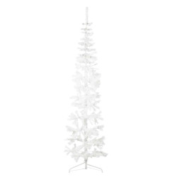 Meia árvore de natal fina com suporte 210 cm branco