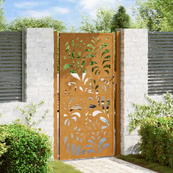 Portão de jardim 100x200 cm em aço resistente às intempéries com design ondulado