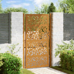 Portão de jardim 100x175 cm com design de folha de aço resistente às intempéries