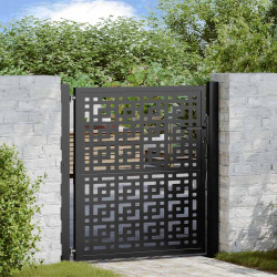 Portão de jardim preto 100x100 cm aço design em cruz