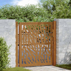 Portão de jardim 100x100 cm em aço intemperizado com design de traços