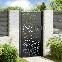 Portão de jardim preto 100x175 cm aço design chama