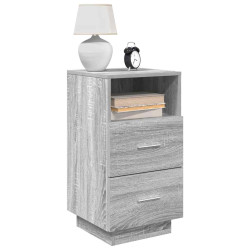 Mesa de cabeceira com 2 gavetas 36x36x68 cm cinzento sonoma