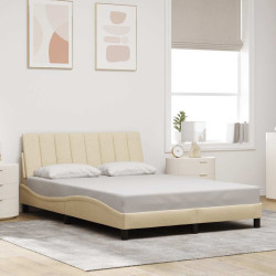 Estrutura de cama sem colchão hanko 140x200 cm tecido cor creme