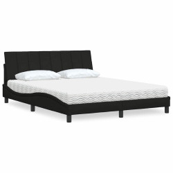 Cama com colchão hanko 160x200 cm tecido preto