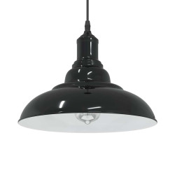 Candeeiro suspenso regulável altura e27 preto brilhante ø31cm