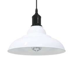 Candeeiro suspenso regulável altura e27 branco brilhante ø31cm