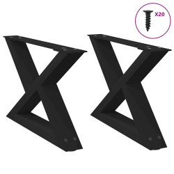 Pés para mesa de centro 2 peças preto 60x(30-31,3) cm aço