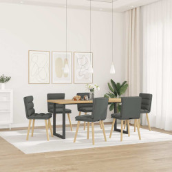 Cadeiras de jantar 6 pcs tecido cinzento-escuro
