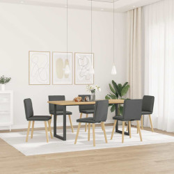 Cadeiras de jantar 6 pcs tecido cinzento-escuro