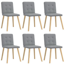 Cadeiras de jantar 6 pcs tecido cinzento-claro