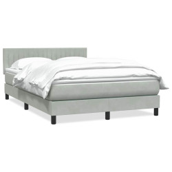 Cama com molas/colchão 160x210 cm veludo cinzento-claro