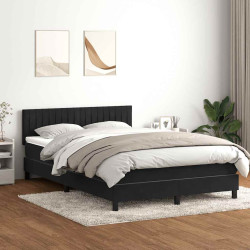 Cama box spring c/ colchão e LED 160x210 cm veludo preto