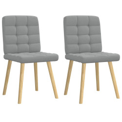 Cadeiras de jantar 2 pcs tecido cinzento-claro