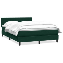 Cama com molas/colchão 160x220 cm veludo verde-escuro