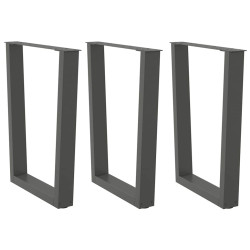 Pés para mesa de jantar em v, 3 peças, antracite, 70x(72-73,3) cm, aço
