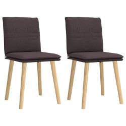 Cadeiras de jantar 2 pcs tecido castanho-escuro