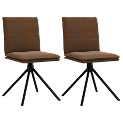 Cadeira de jantar brown faux suede leather