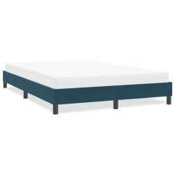 Estrutura de cama sem colchão 160x220 cm veludo azul-escuro