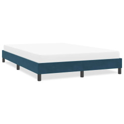Estrutura de cama sem colchão 140x220 cm veludo azul