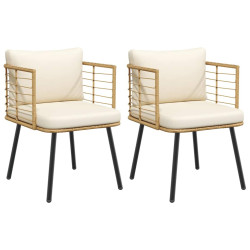 Cadeiras de jardim com almofadões 2 pcs vime PE naturais