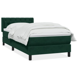 Cama com molas/colchão verde-escuro 80x220 cm veludo