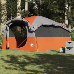 Tenda familiar túnel p/ 6 pessoas resistente à água cinza/laranja
