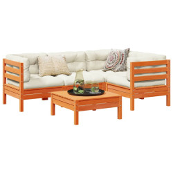 5Pcs conj. sofás jardim + almofadões pinho maciço castanho-mel