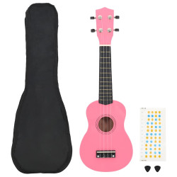 Conjunto ukulele soprano infantil com saco 23" rosa