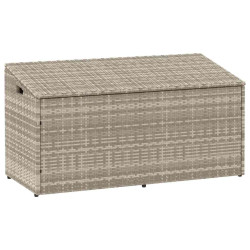 Caixa de arrumação p/ jardim 110x50x58 cm vime PE cinza-claro