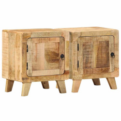 Mesas de cabeceira 2 pcs 40x32x46 cm mangueira áspera maciça