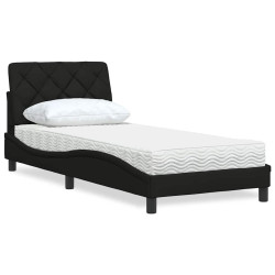 Cama com colchão 90x190 cm tecido preto