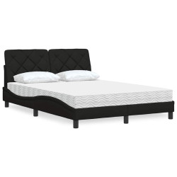 Cama com colchão 120x200 cm tecido preto