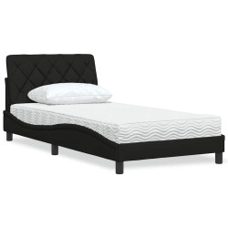 Cama com colchão 100x200 cm tecido preto