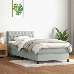 Cama com molas/colchão cinzento-claro 80x220 cm veludo