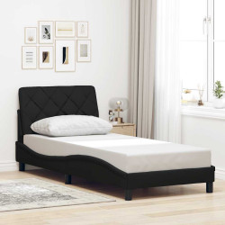 Estrutura de cama sem colchão 90x190 cm tecido preto