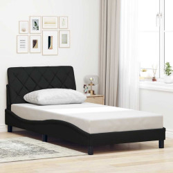 Estrutura de cama sem colchão 100x200 cm tecido preto